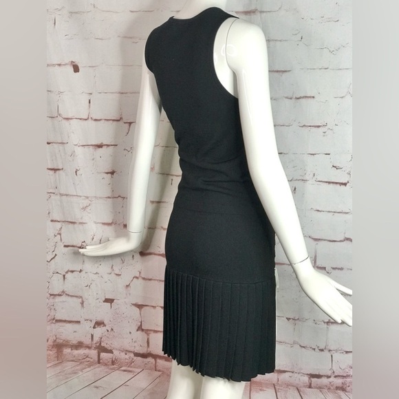 PARKER XS Kennedy Black Knit Pleated Skirt Drop Waist Lace Up Ties Tank Dress XS - Picture 3 of 16
